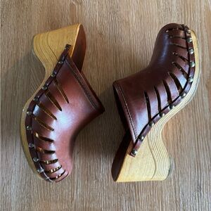 Vintage Diesse Brown Leather Women's Clogs